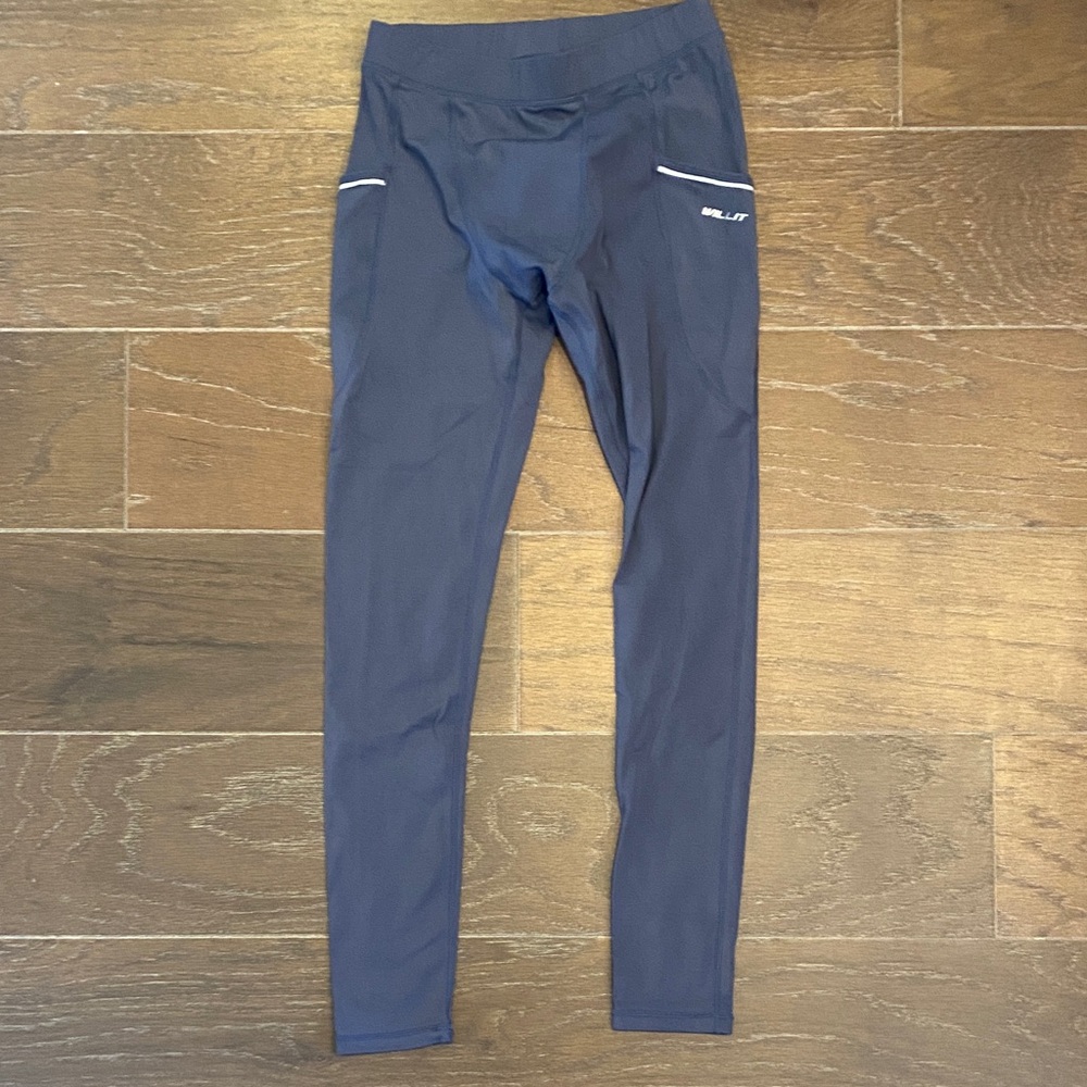 Men's Navy Performance Running Tights Yoga Pants